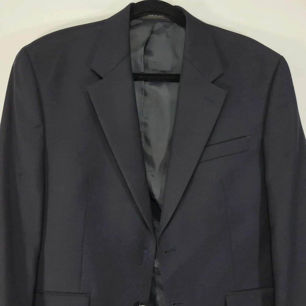Michael Kors Men's Sport Coat‎ Blazer Two Button Navy Blue Twill Wool Size 40S